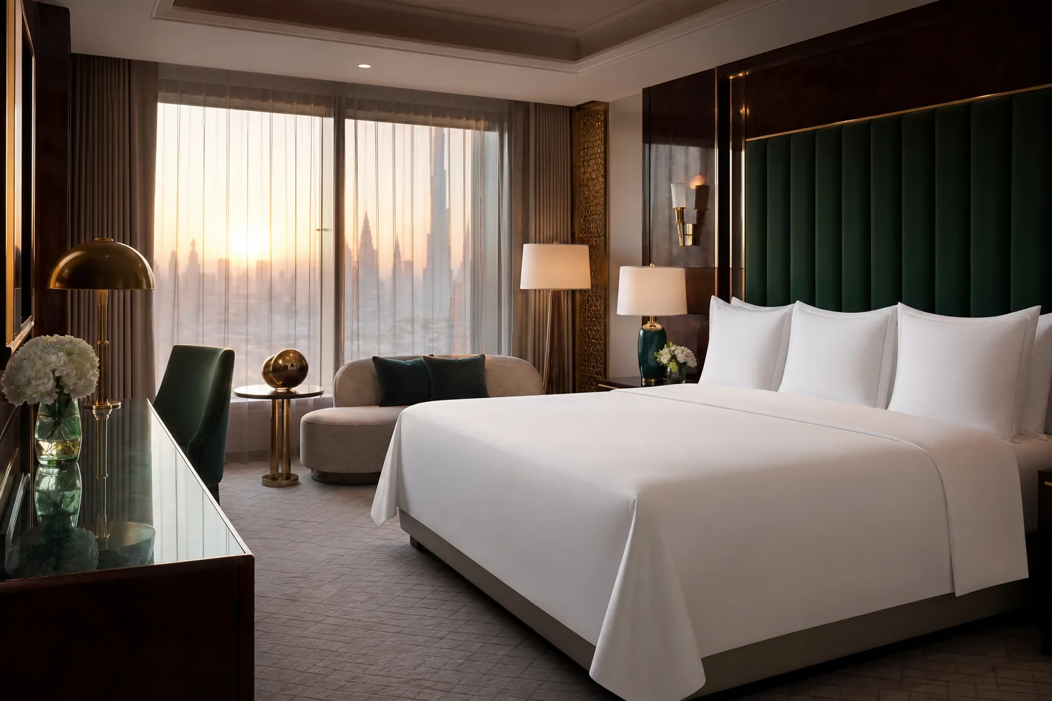Hotel guest room prepared to five-star standard after housekeeping
